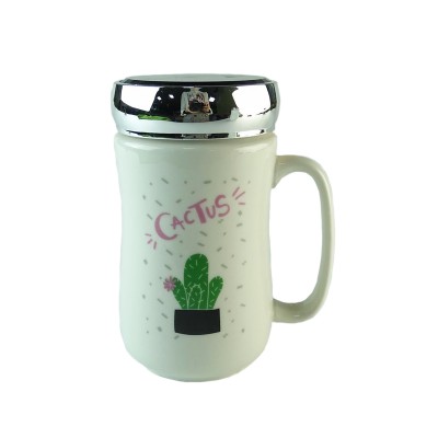 450Ml Mugs With Logo Customize Ceramic Travel Mug With Lid And Handle